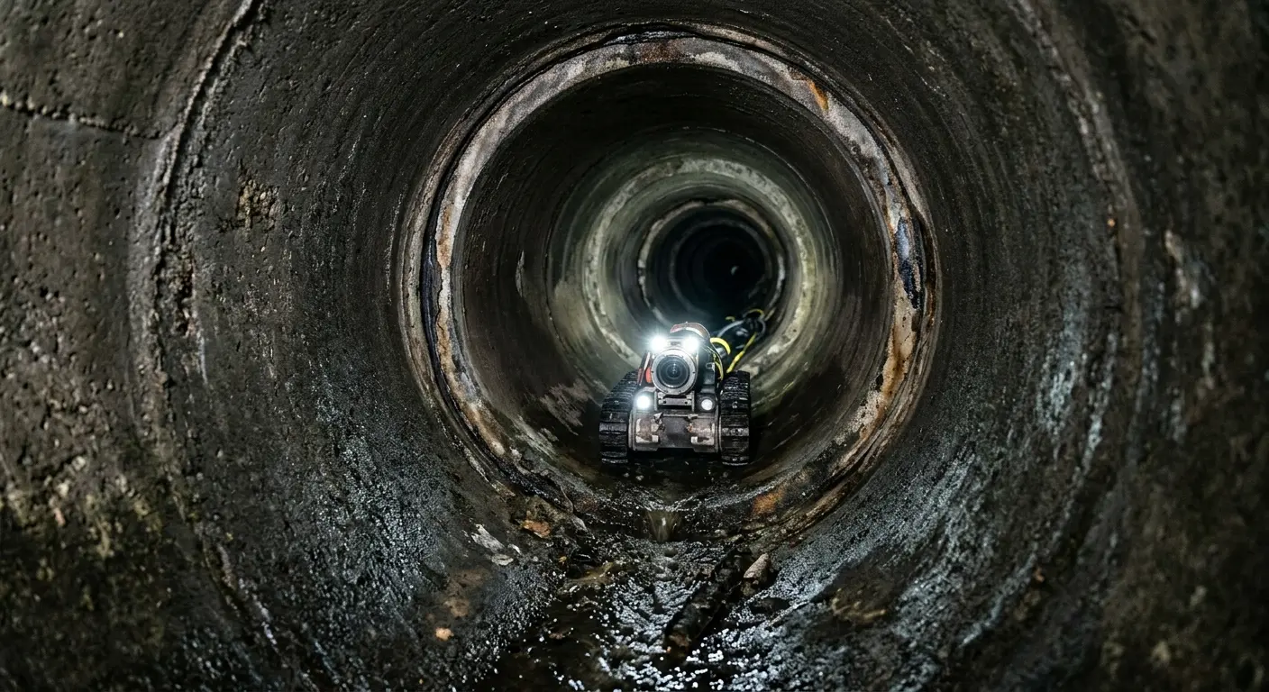 Robotic sewer camera inspecting pipe interior for Sewer Line Repair in Horseshoe Bay